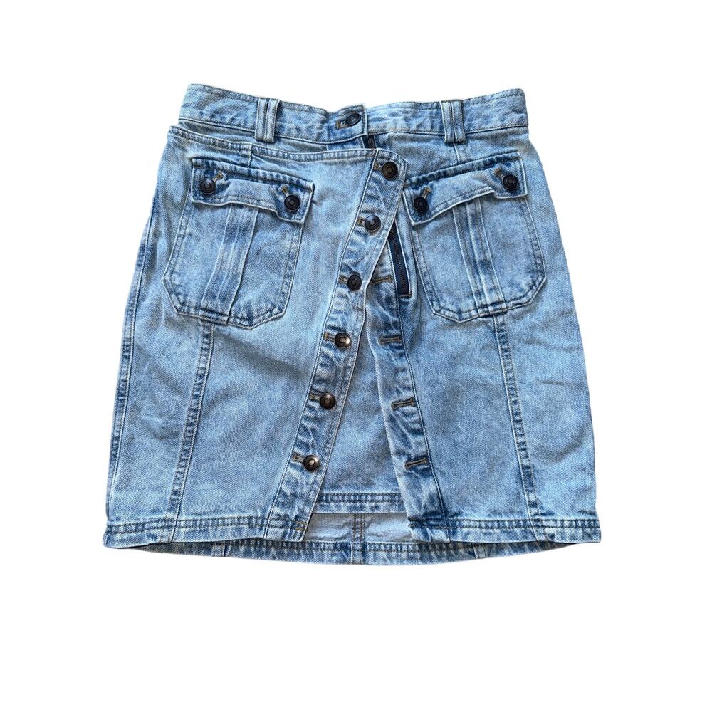 Hunter & Brown Denim 100% Cotton Y2K Cargo High Rise Mini Skirt Size Medium